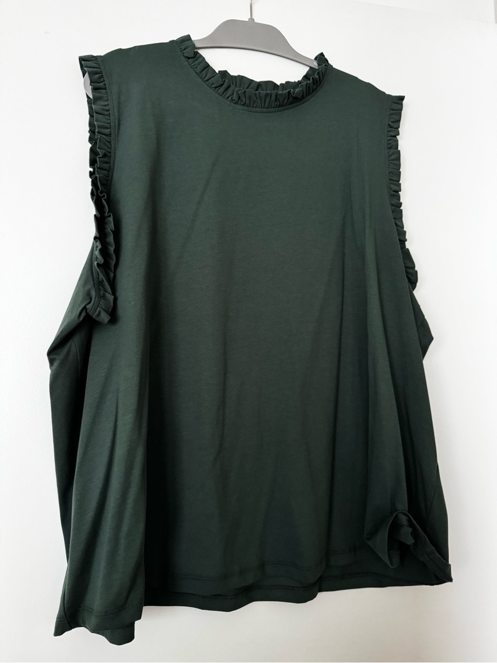 Universal Standard Dark Green Ruffle-Trim Sleeveless Tank